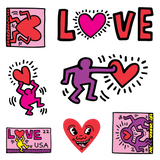 Love by Keith Haring - Sheet of 7 Kiss-Cut Stickers (Holidays)