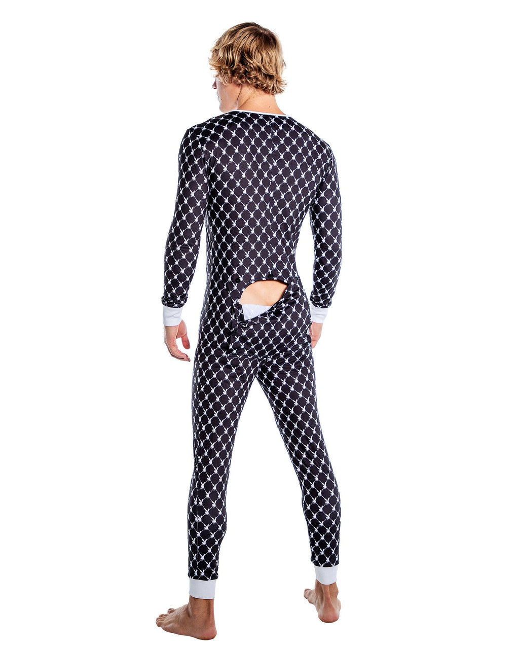 Playboy Men's Bunny Cozy Lounge Union Suit back view