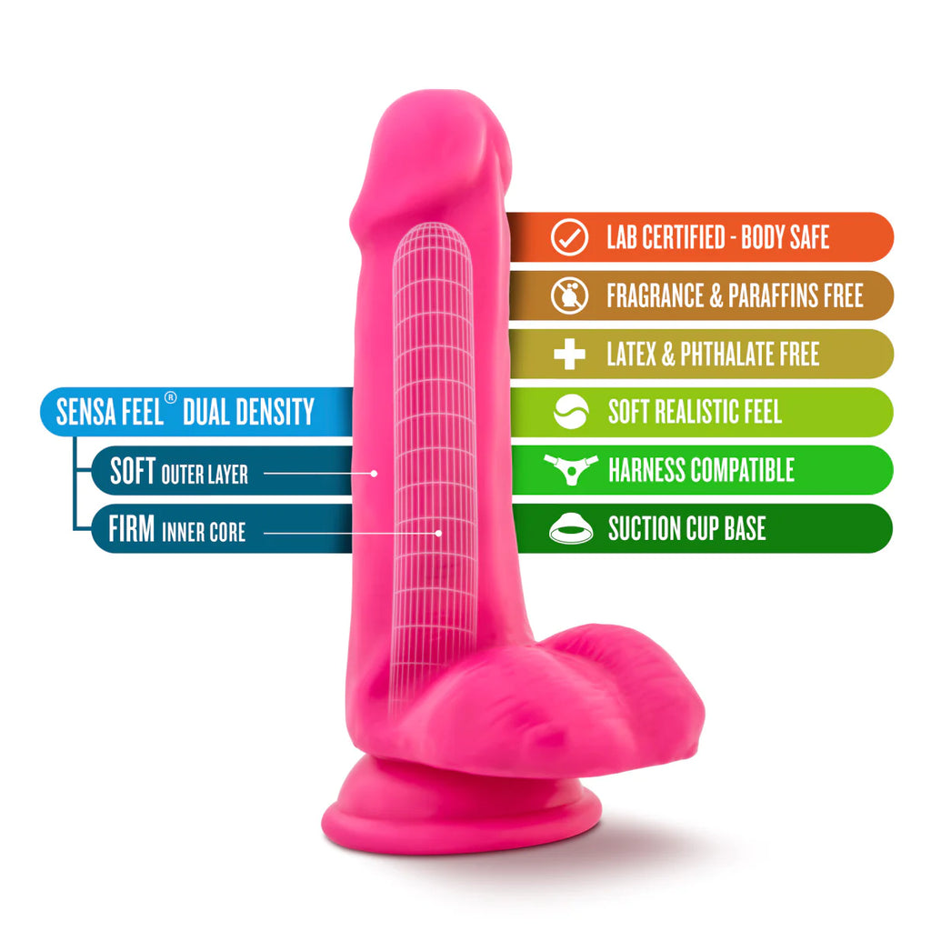 Neo Realistic Neon Pink 6-Inch Long Dildo