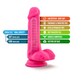 Neo Realistic Neon Pink 6-Inch Long Dildo