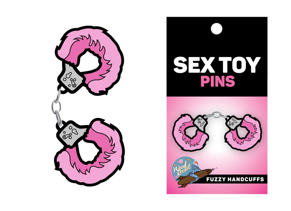 Fuzzy Handcuffs Large Enamel Pin