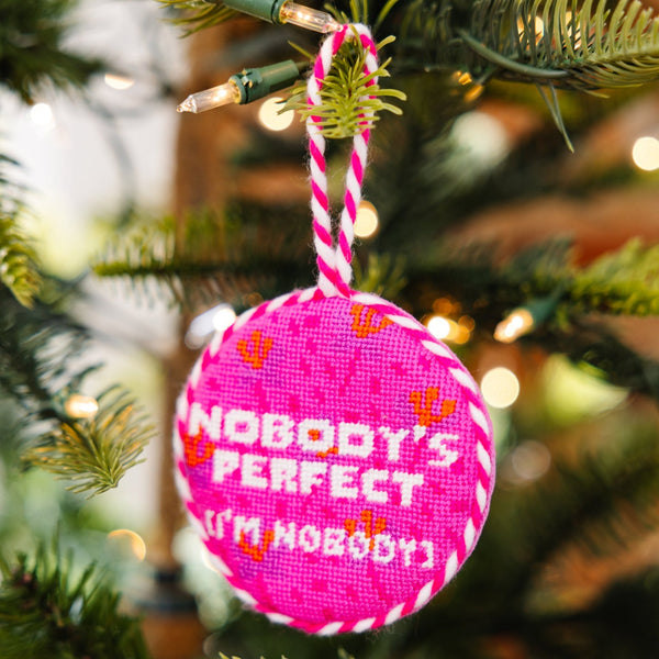 Nobody Is Perfect Needlepoint Ornament