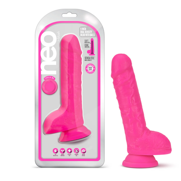 Neo Realistic Neon Pink 9-Inch Long Dildo