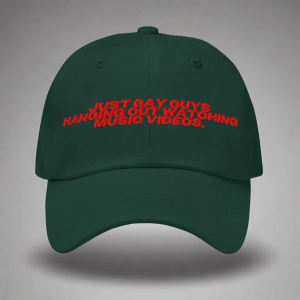 Just Gay Guys Hanging Out Watching Music Videos Dad Hat by YES HOMO - Spruce