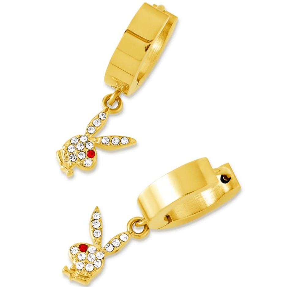 Playboy Bunny Huggie Hoop and Dangling Charm Earring