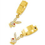 Playboy Bunny Huggie Hoop and Dangling Charm Earring