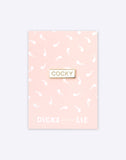 Cocky enamel pin by Dicks Don't Lie in White