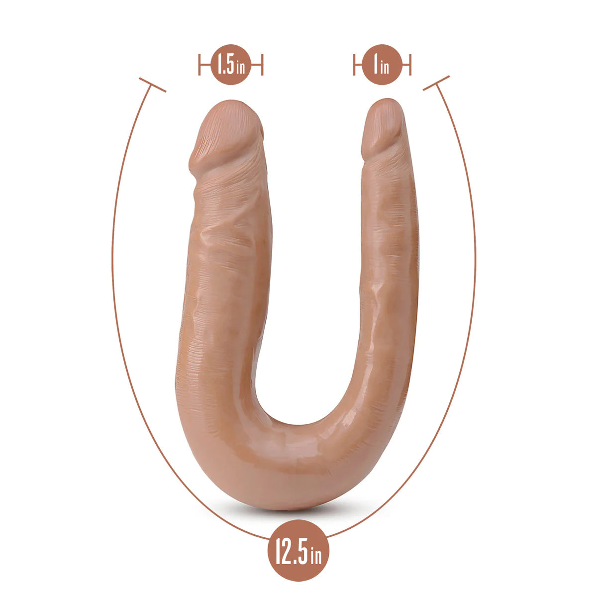 Dr. Skin Mini Double Dong Mocha 12.5-Inch Long Double Dildo