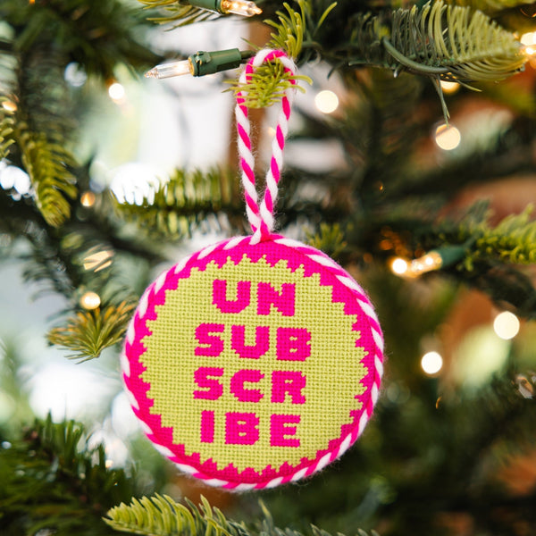 Unsubscribe Needlepoint Ornament