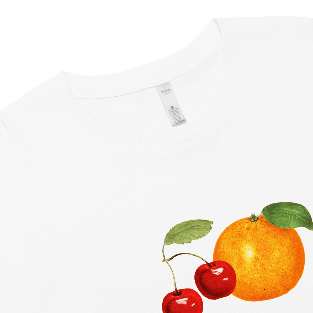 Women's Orange Cherry Fruit Crop Top T-Shirt