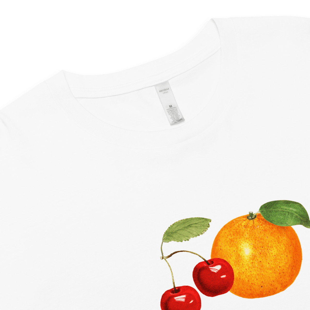 Women's Orange Cherry Fruit Crop Top T-Shirt