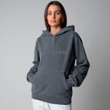 Talentless Circle Logo Embroidered Hoodie Steel Grey