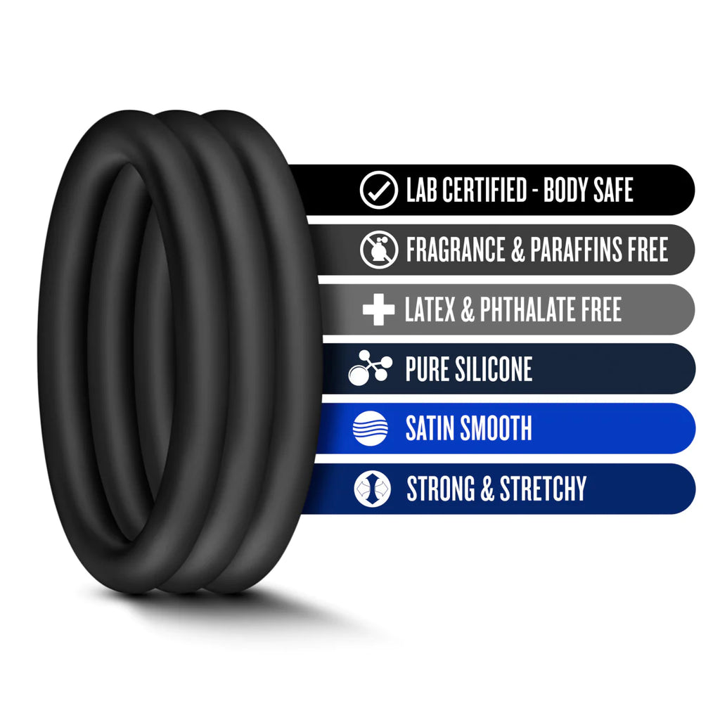 Performance VS1: Black Medium Penis Rings 3-Pack