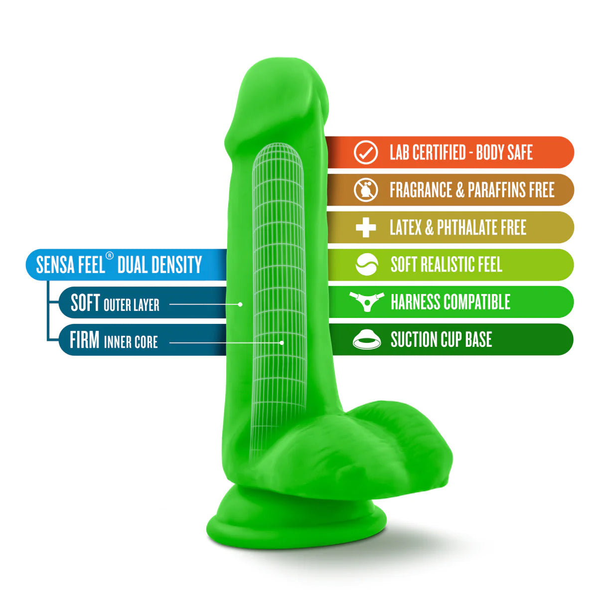 Neo Realistic Neon Green 6-Inch Long Dildo