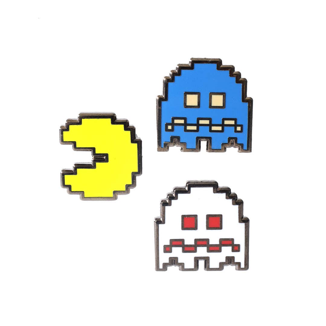 Pac-Man + White Ghost Pin Set