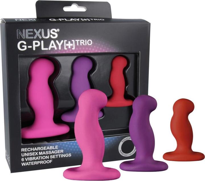 Nexus GPLAYTRIO+ Unisex Rechargeable Silicone Vibrator Set (3 piece) - Black