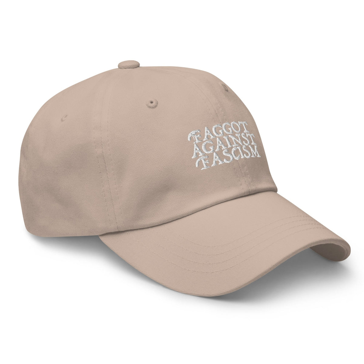 Faggot Against Fascism Dad Hat by YES HOMO in Stone