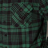 PLAYBOY Men's Green Flannel Long Sleeve Shirt