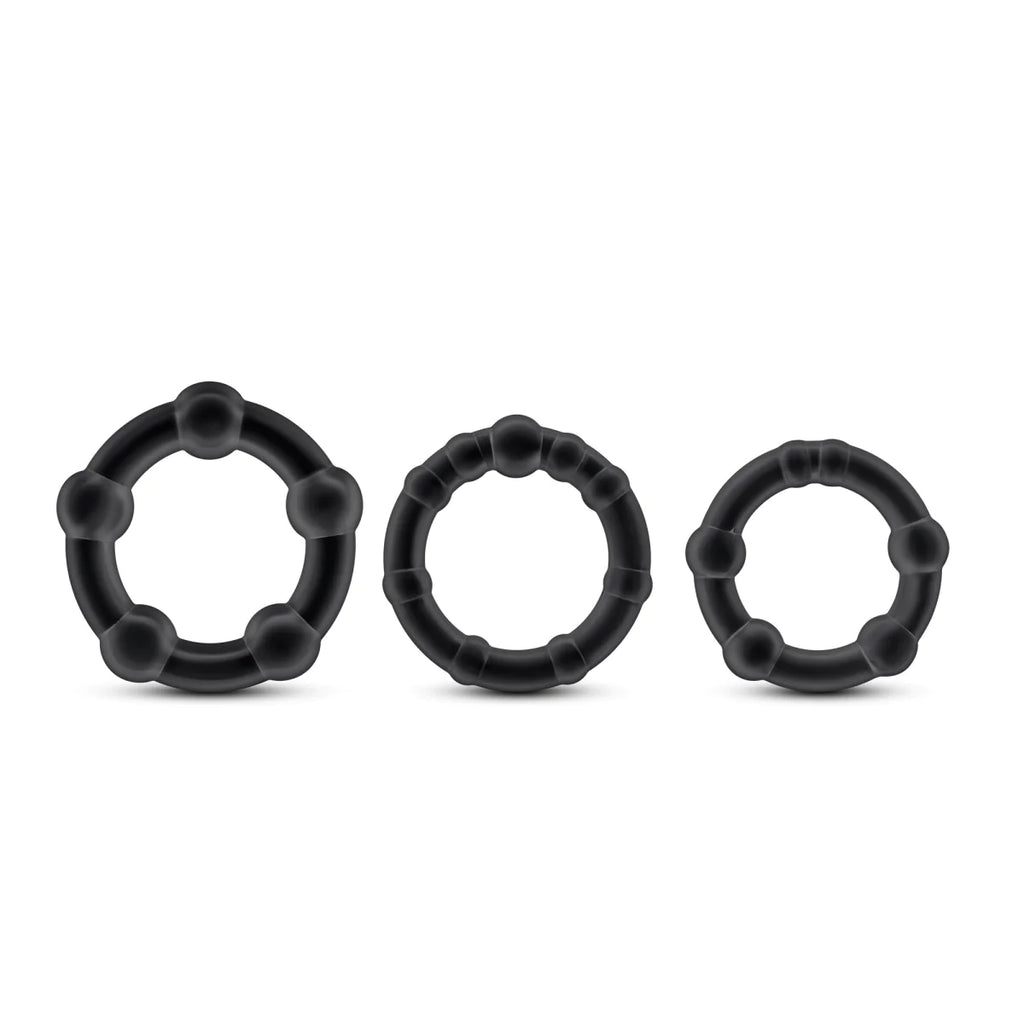 Stay Hard Black Beaded Penis Rings 3-Sizes