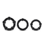 Stay Hard Black Beaded Penis Rings 3-Sizes