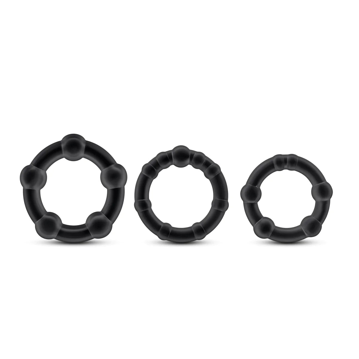 Stay Hard Black Beaded Penis Rings 3-Sizes