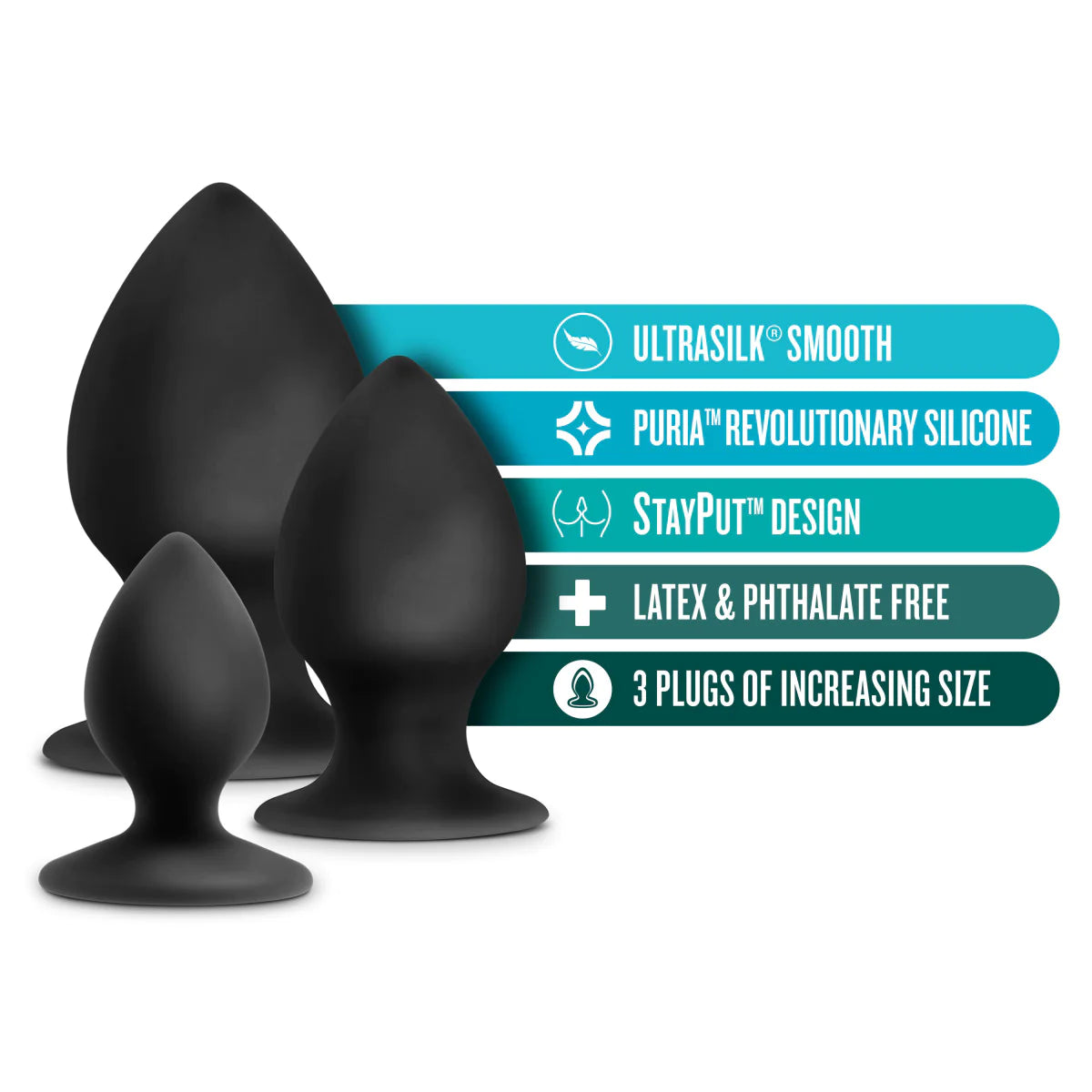 Anal Adventures Platinum Stout Kit Black Anal Plug