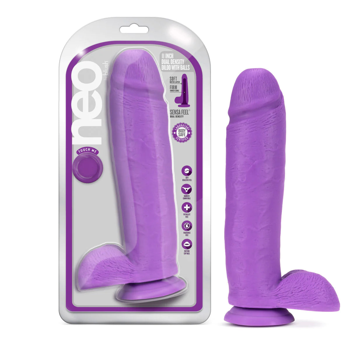 Neo Realistic Neon Purple 11-Inch Long Dildo