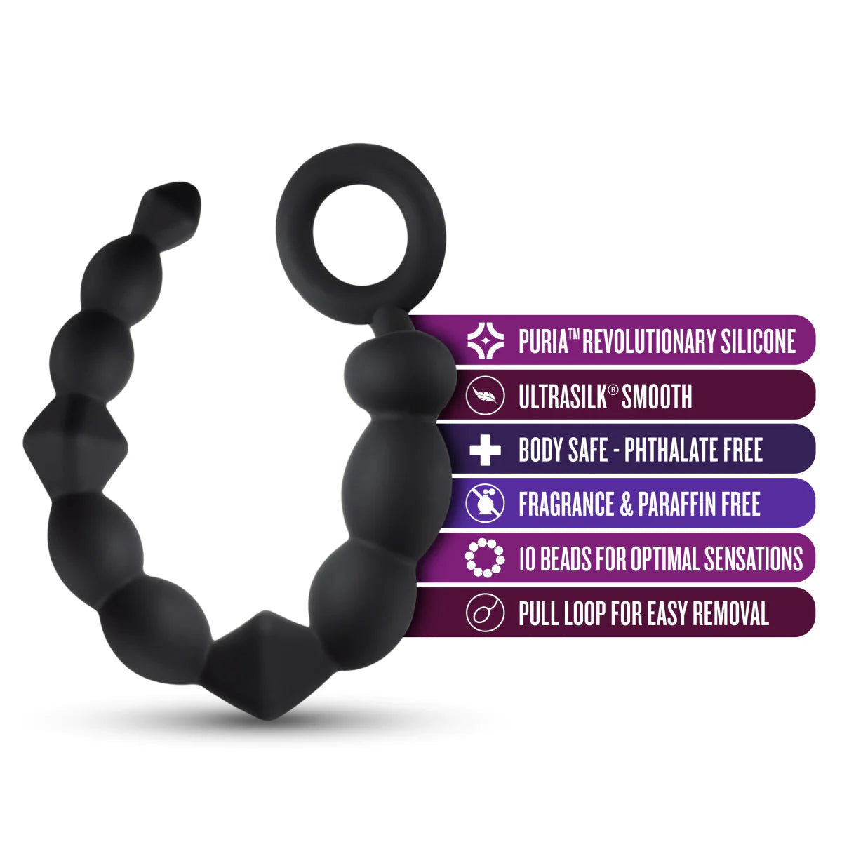 Anal Adventures Platinum Beginner Black 9.75-Inch Anal Beads