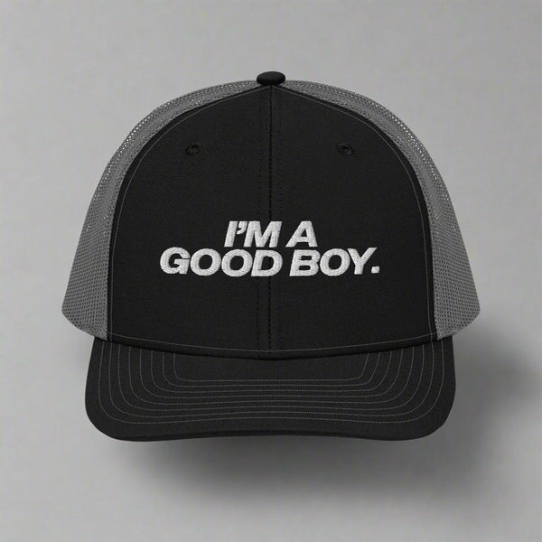 I’M A Good Boy Trucker Hat - Black / Charcoal