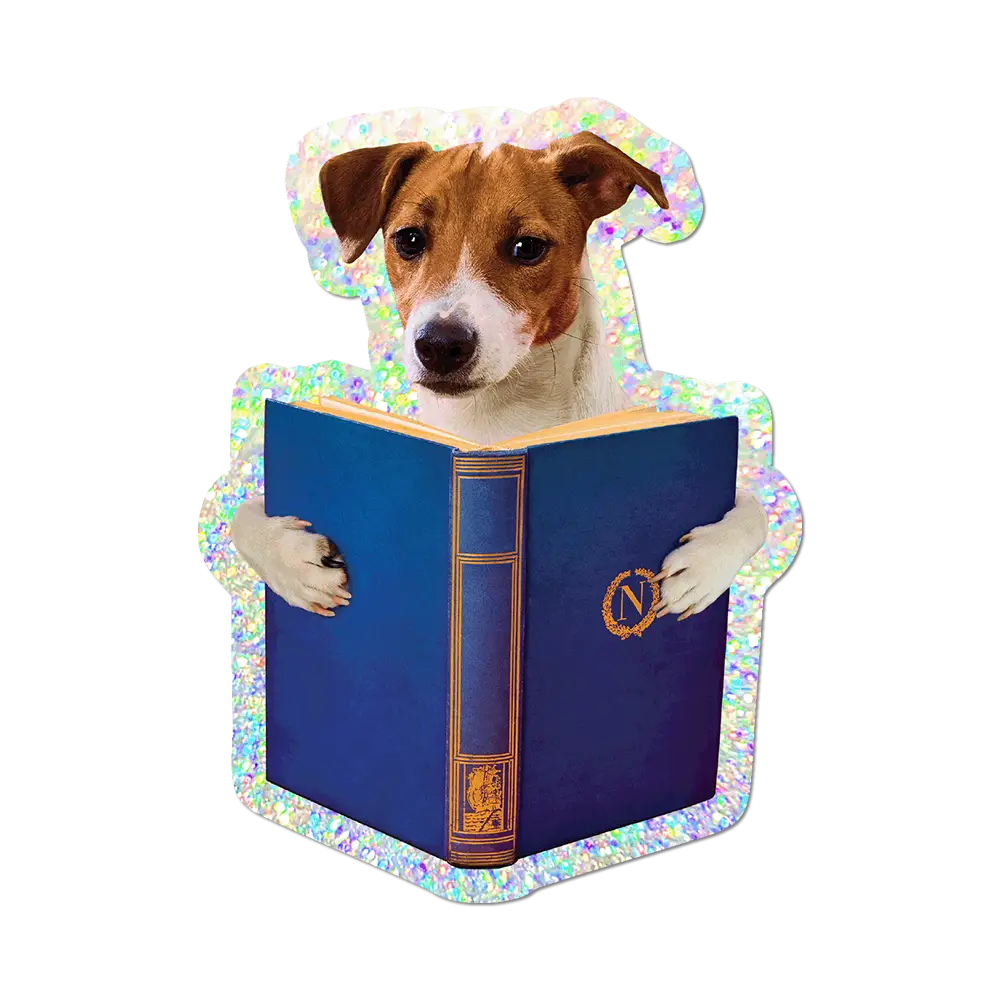 Reading Dog by Toiletpaper die-cut sticker
