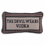 Devil Wears Vodka Needlepoint Pillow