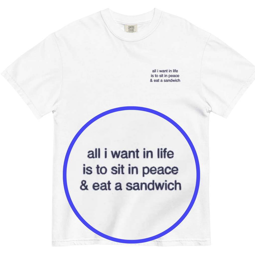 All I Want in Life Is To Sit in Peace and Eat A Sandwich Embroidered Shirt