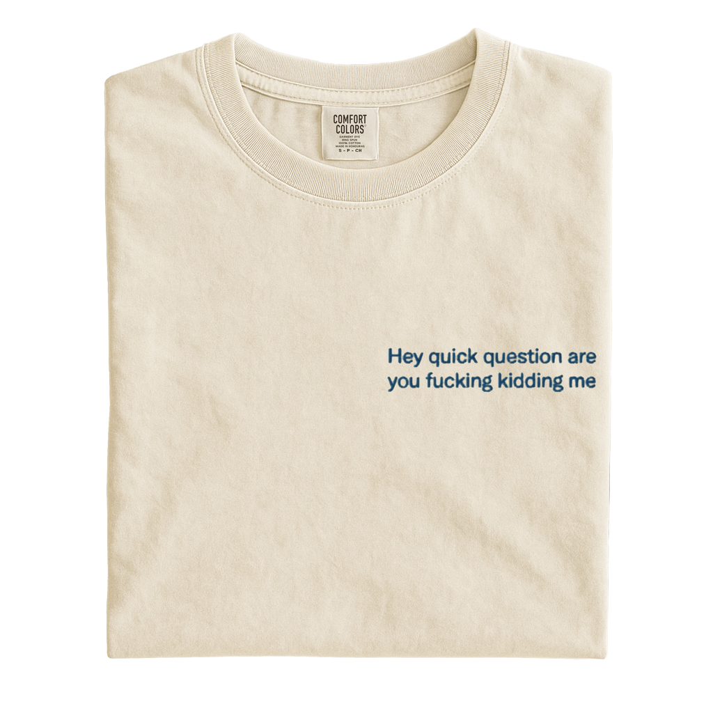 Hey Quick Question Are You Fucking Kidding Me Embroidered T-Shirt