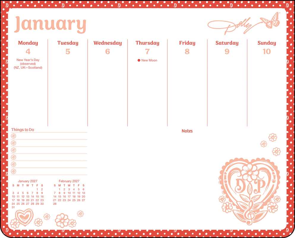 Dolly Parton 2027 Weekly Desk Pad Calendar