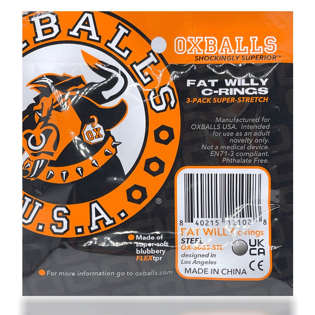 Oxballs Fat Willy Jumbo Cock Ring (3 pack) - Orange