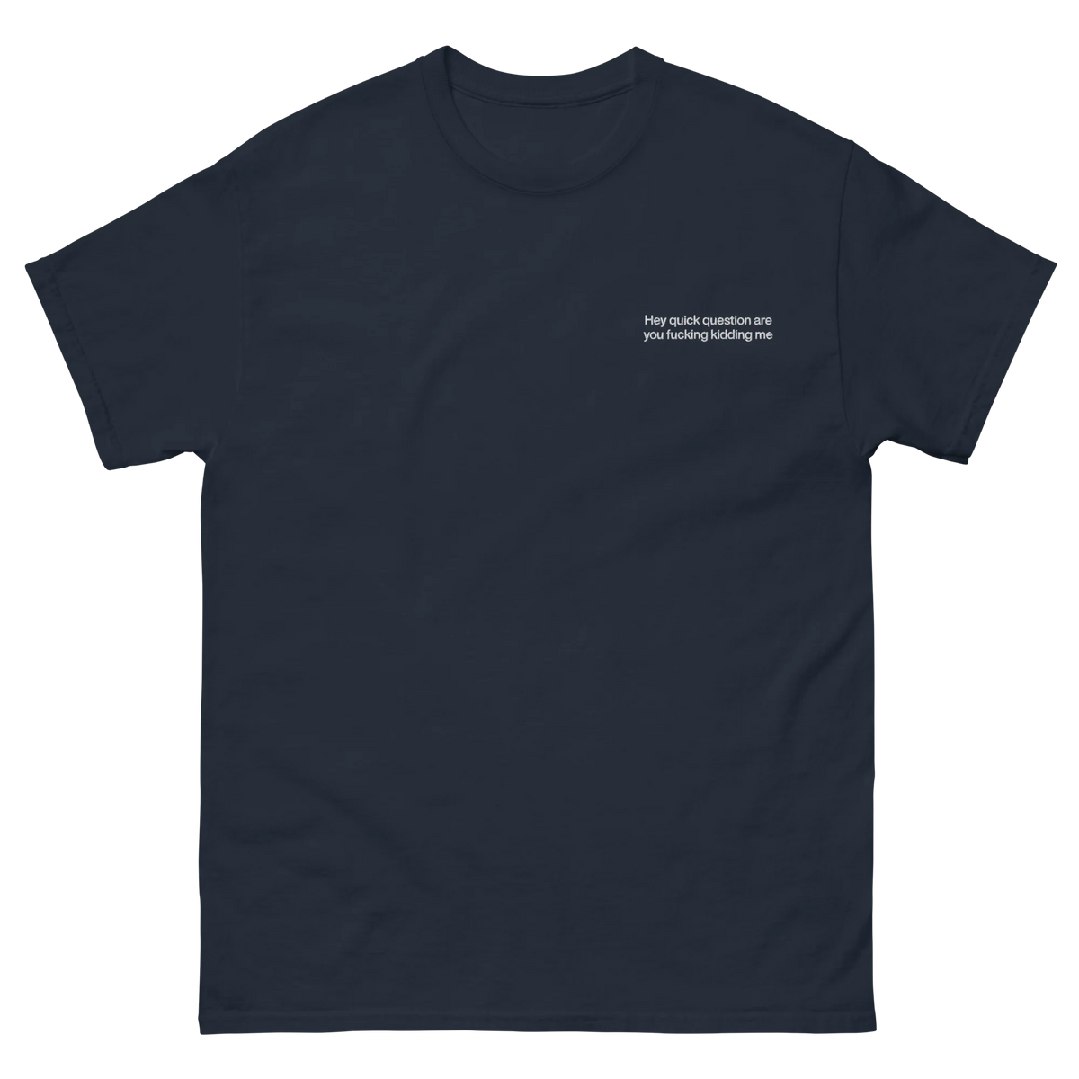 Hey Quick Question Are You Fucking Kidding Me Embroidered T-Shirt