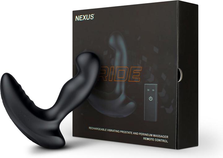 Nexus Ride Rechargeable Silicone Vibrating Prostate and Perinium Massager with Remote Control - Black