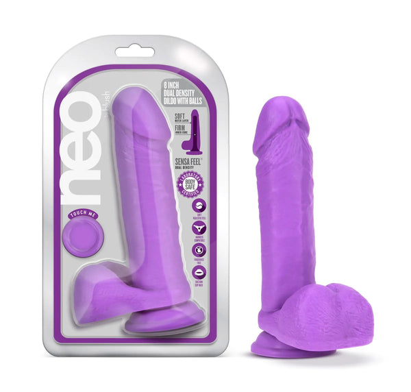 Neo Realistic Neon Purple 8-Inch Long Dildo