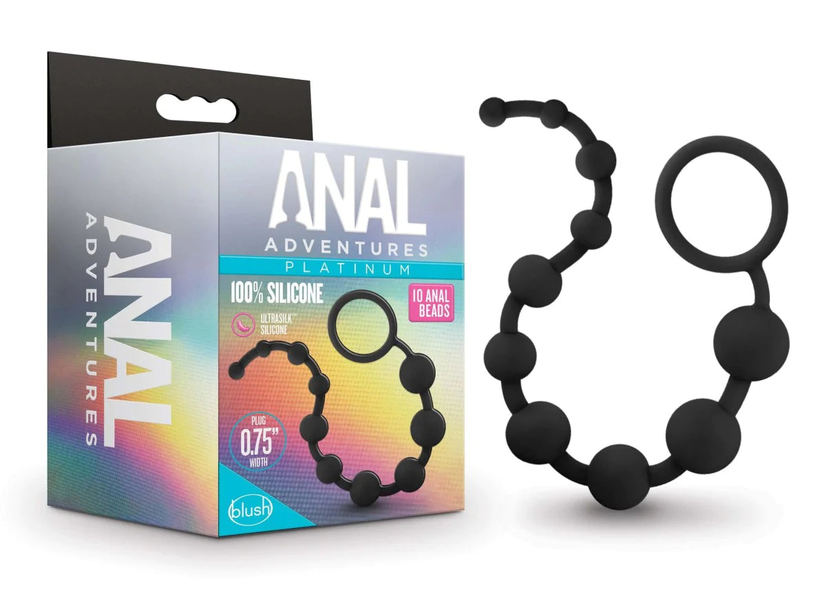 Anal Adventures Platinum Black 12.5-Inch Anal Beads