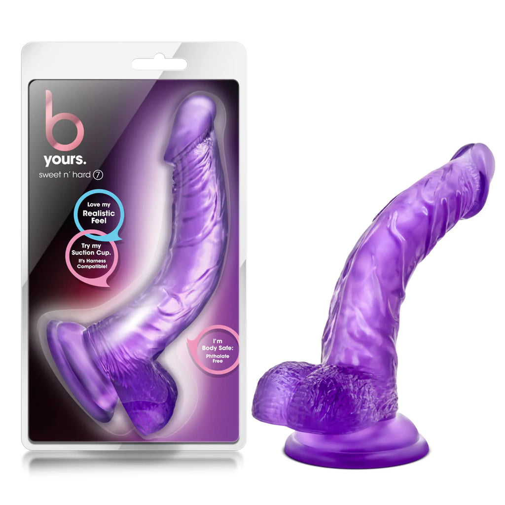 B Yours Sweet N' Hard 7 Realistic Curved Purple 8.5-Inch Long Dildo