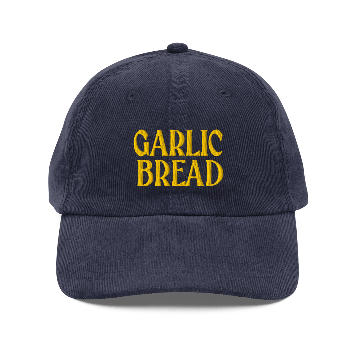Garlic Bread Embroidered Corduroy Hat Navy