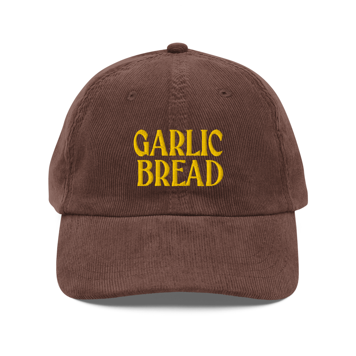 Garlic Bread Embroidered Corduroy Hat Brown
