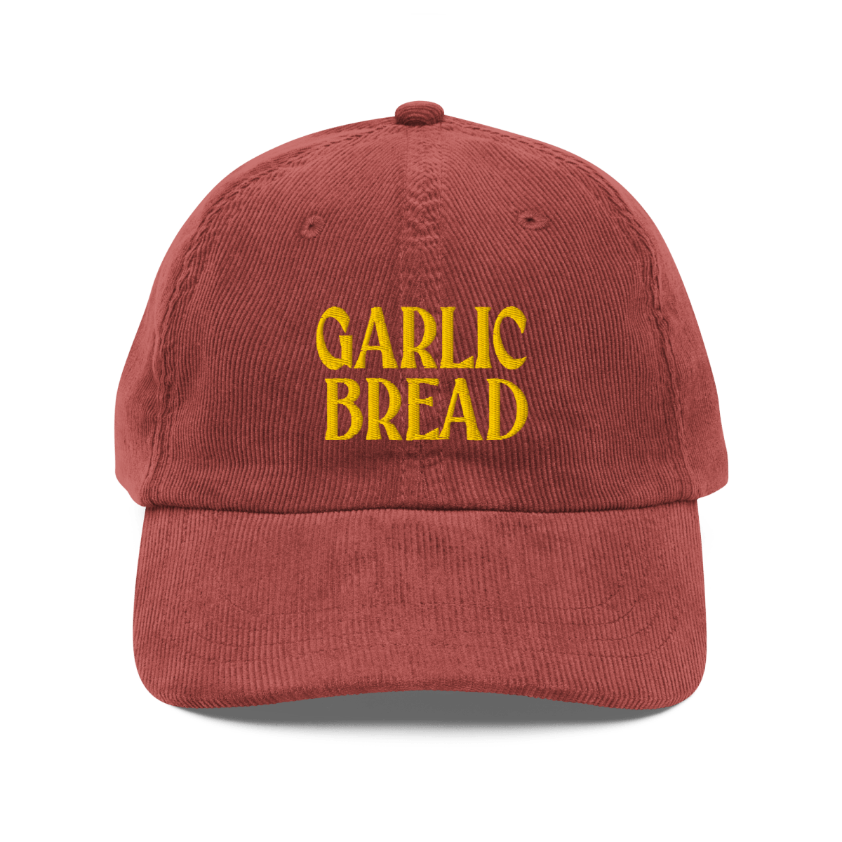Garlic Bread Embroidered Corduroy Hat Burgundy