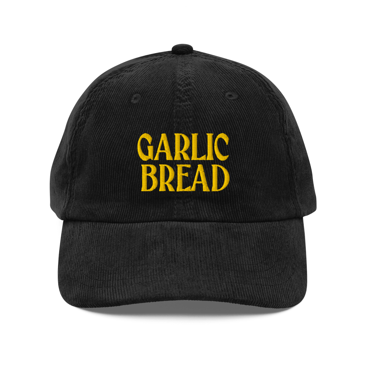Garlic Bread Embroidered Corduroy Hat Black