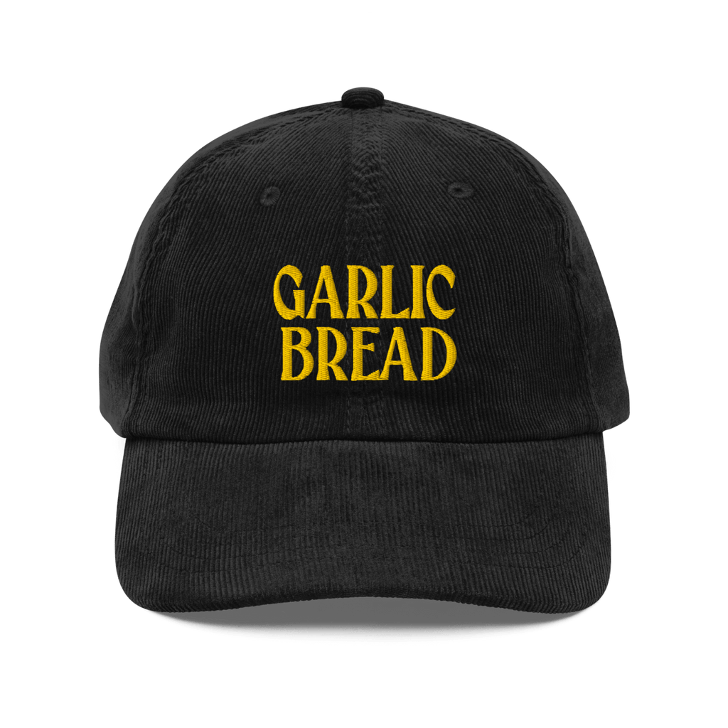 Garlic Bread Embroidered Corduroy Hat Black