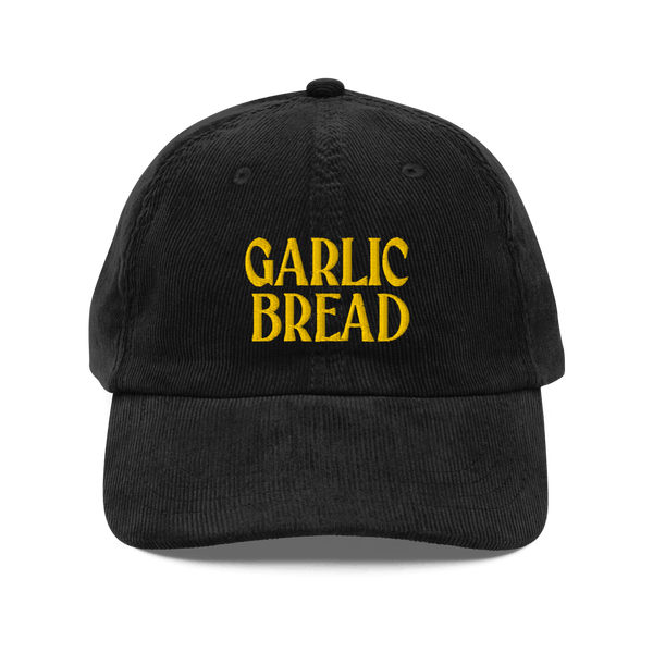Garlic Bread Embroidered Corduroy Hat Black