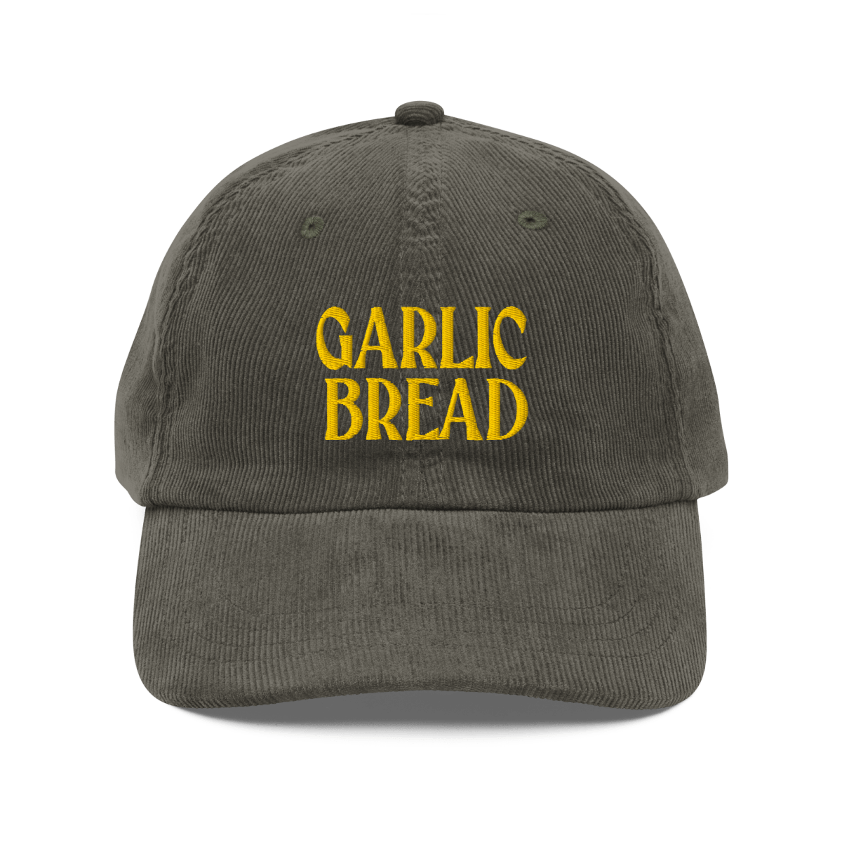 Garlic Bread Embroidered Corduroy Hat Olive