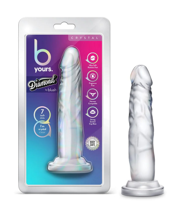 B Yours Diamond Crystal Realistic Clear 7.5-Inch Long Dildo
