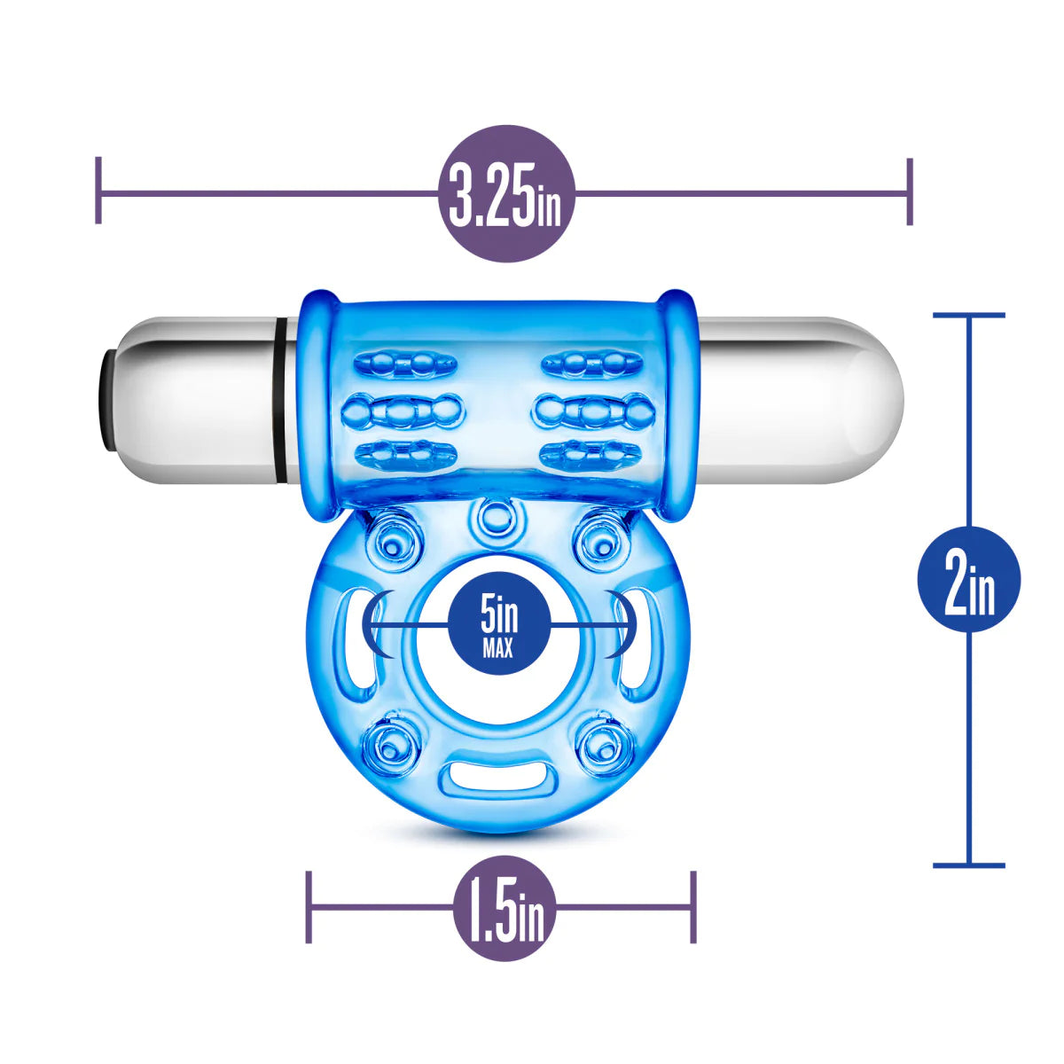 Stay Hard Bull Ring 3-In-1 Blue 10-Function Vibrating Penis Ring