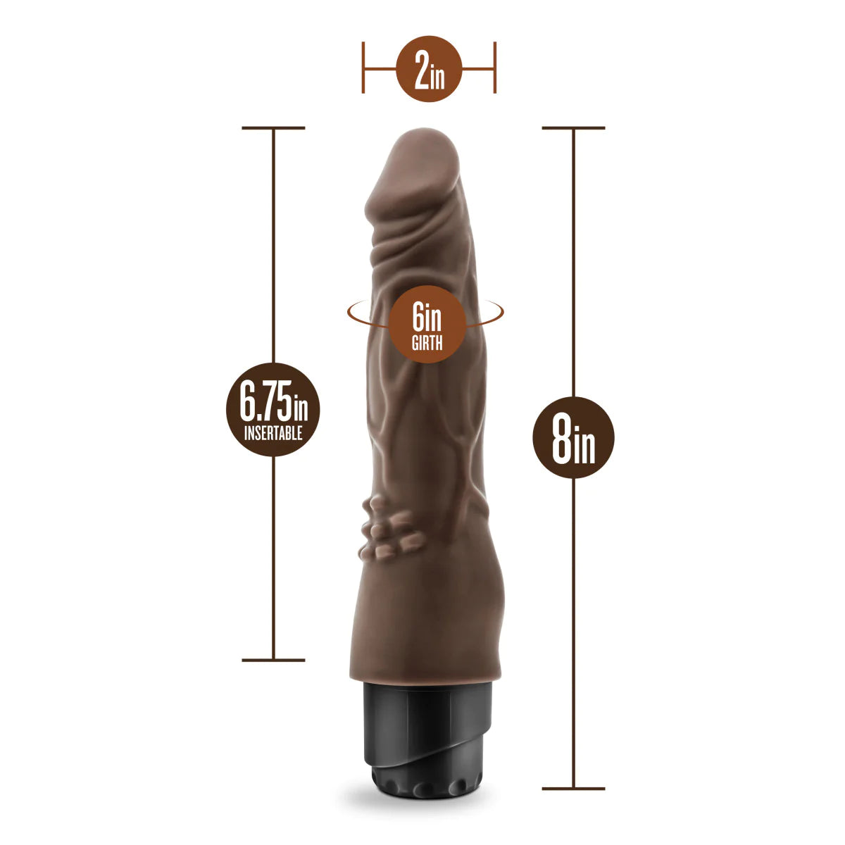 Dr. Skin Cock Vibe 4 Realistic Chocolate 8-Inch Long Vibrating Dildo